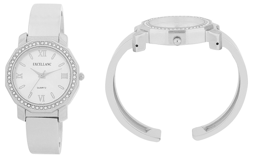 Image 17: Reloj de pulsera analógico con piedras brillantes de Excellance
