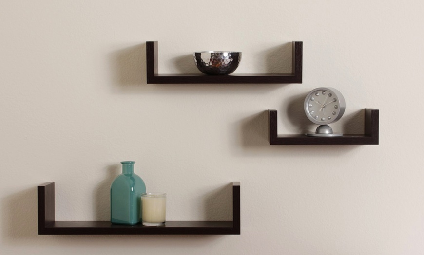 Image 5: Solid Wood Floating Bookshelves