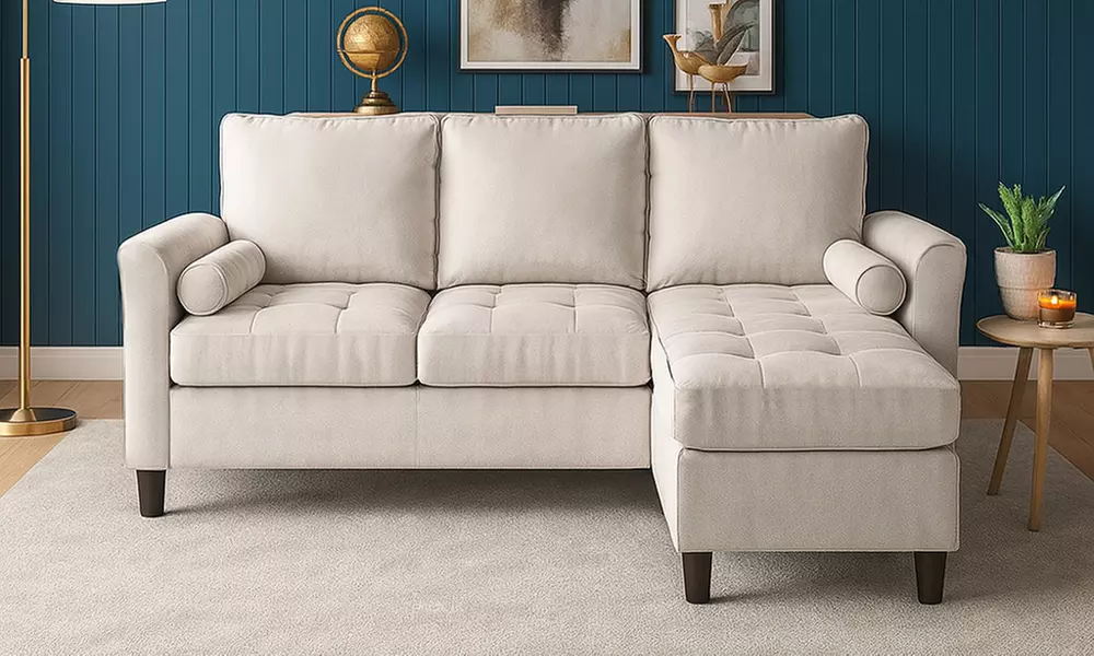 Canapé 3 places "Charles" en velours ou tissu avec pouf de Kocoon