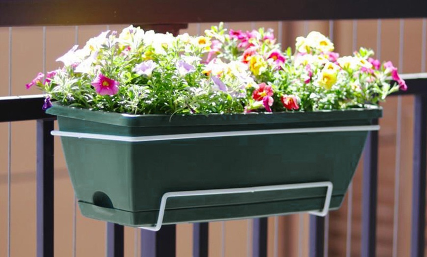 Image 6: Pack of Five Plastic Deep Garden Planters with Drainage Trays 