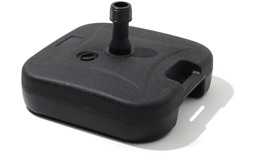 Image 38: Large 3m Black Rotating Outdoor Parasol with Multiple Base Styles