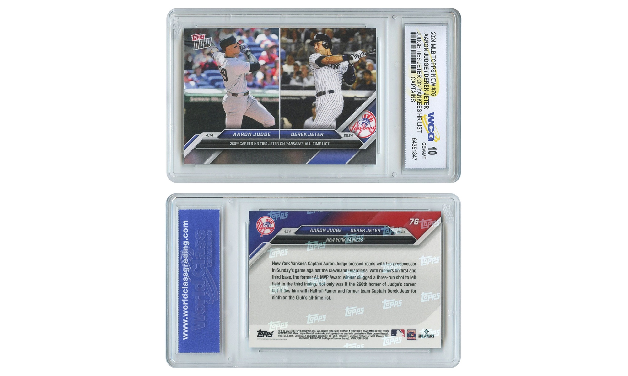 2024 Topps Now Aaron Judge / Derek Jeter Yankees HR Card #76 CAPTAINS