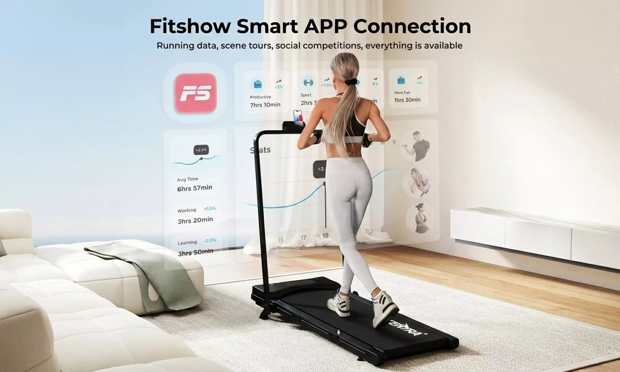 Centra Smart Foldable Home Treadmills With App Integration
