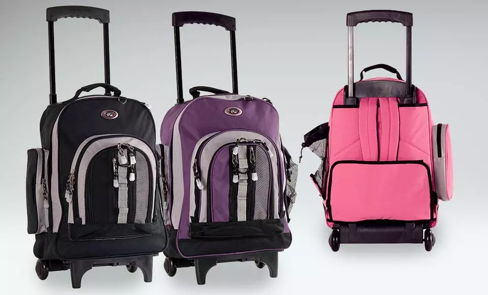 CalPak Awestruck Rolling Backpacks in Black, Deep Red, Navy, Pink, or Purple. Free Returns. - Primary Image