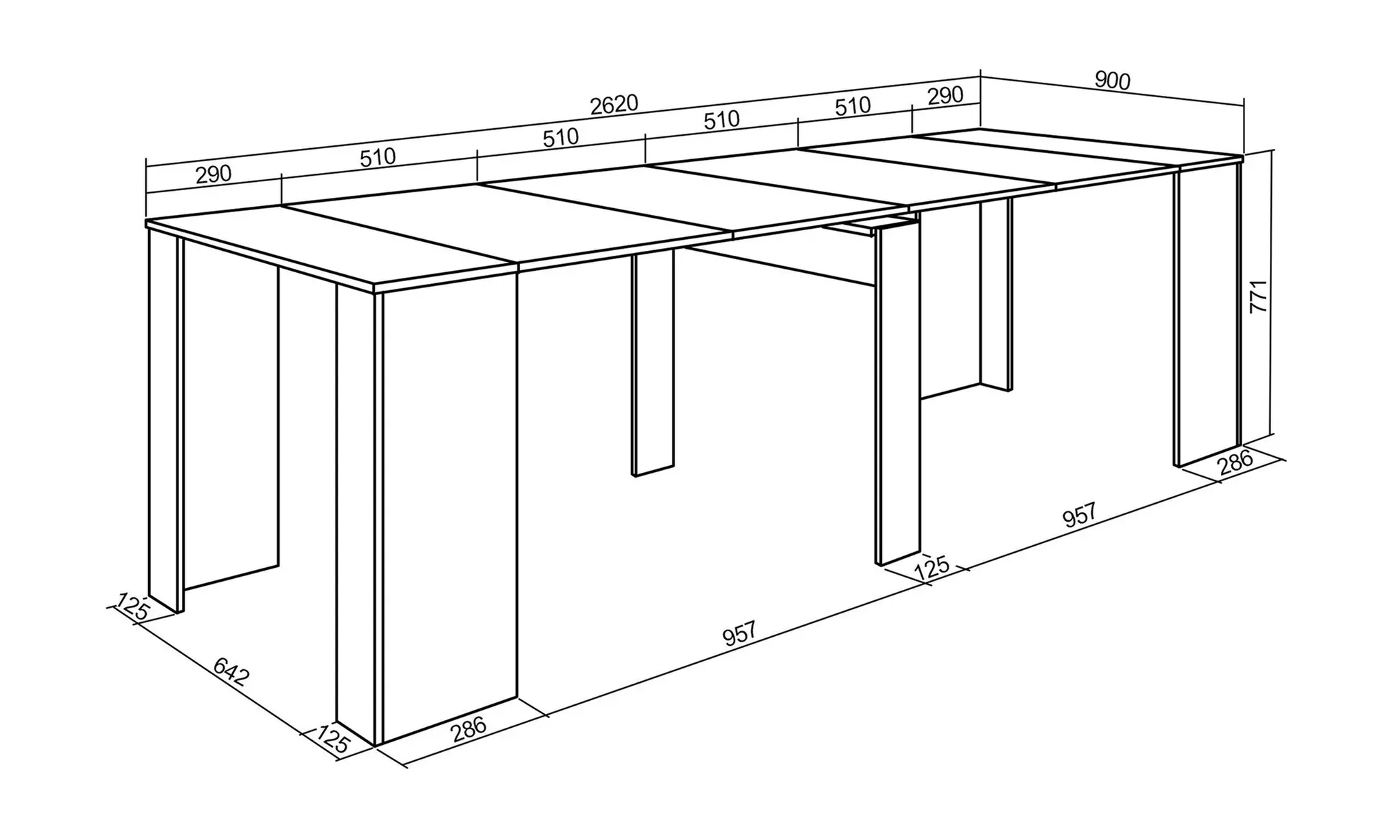 Extendable Console Table for 10 or 12 Diners