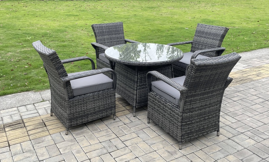 Image 5: Fimous Polyrattan-Gartenmöbel-Set mit rundem Tisch