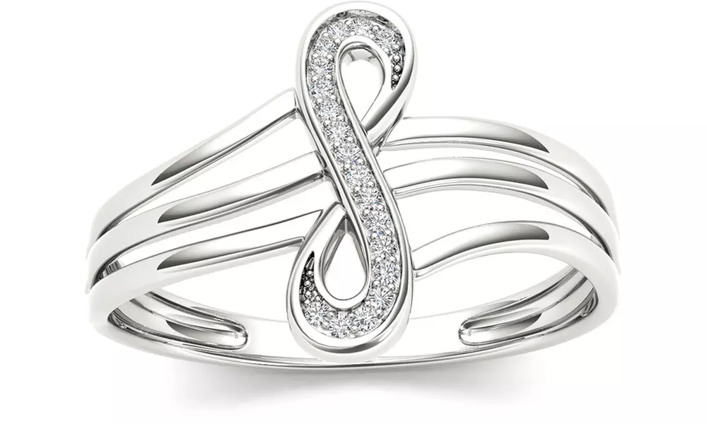 1/20 CTTW Diamond Infinity Knot Ring in 10K White Gold by De Couer - Primary Image