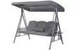Hollywoodschaukel „Descanso" für 3 Personen – mit UV-beständigem Sonnendach, Stahlrahmen & bequemen Polstern in Grau - Second Medium