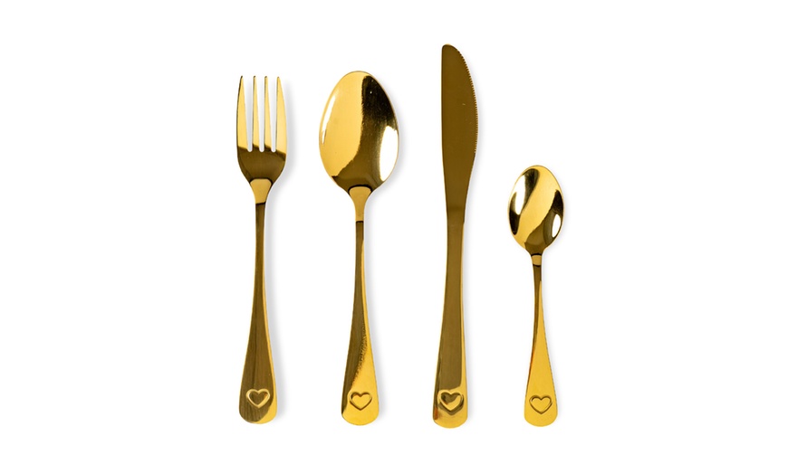 Image 2: Service de couverts 24 pièces avec détail cœur
