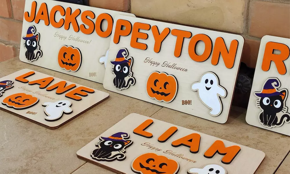 Personalisierbares Namens-Puzzle im Halloween-Design