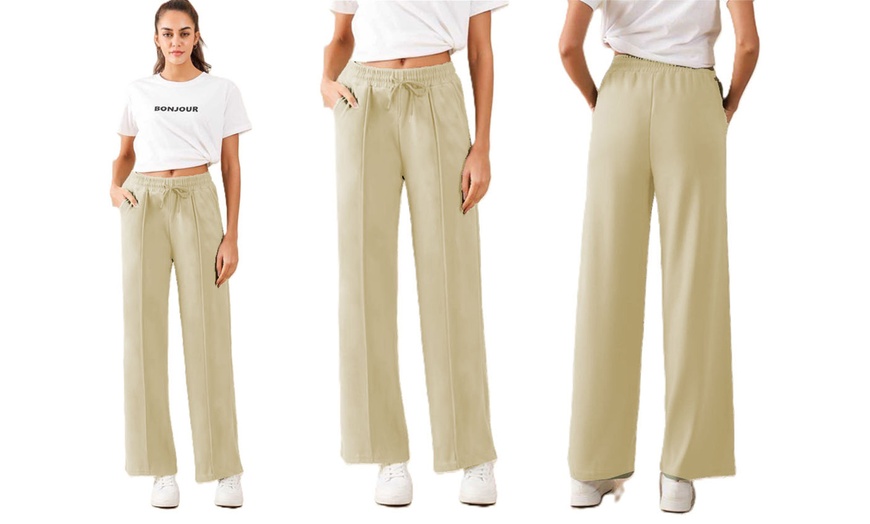 Image 9: Plain and Seam Front Wide Leg Trousers