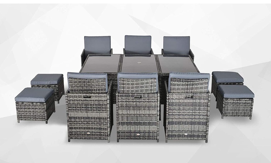 Image 12: 10-Seater Outsunny Rattan Garden Furniture Set with Cushions and Table