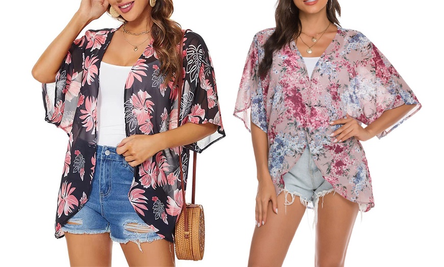Image 1: Cardigan kimono in chiffon