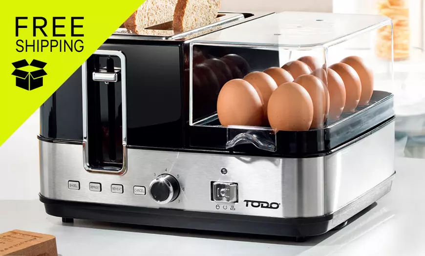 Image 1: TODO 1400W Breakfast Master Toaster Egg Cooker Grill