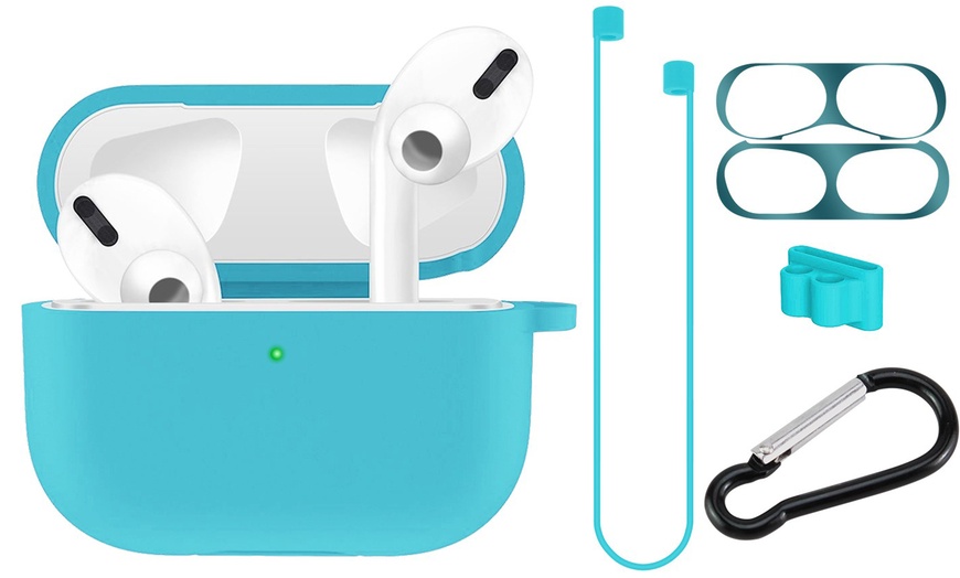 Image 11: 5 in 1 Apple AirPods Pro Soft Silicone Full Protective Shockproof Case Cover