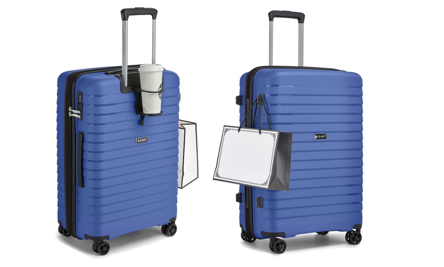 Image 23: 1x oder 2x Kono Hartschalen-Reisekoffer mit Getränkehalter
