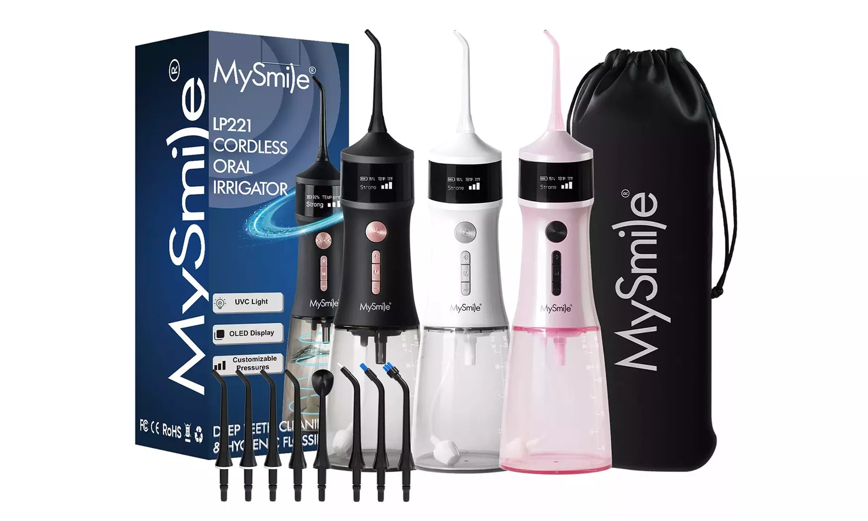 MySmile LP221 Protable Water Flosser Dental Oral Irrigator with UVC Light