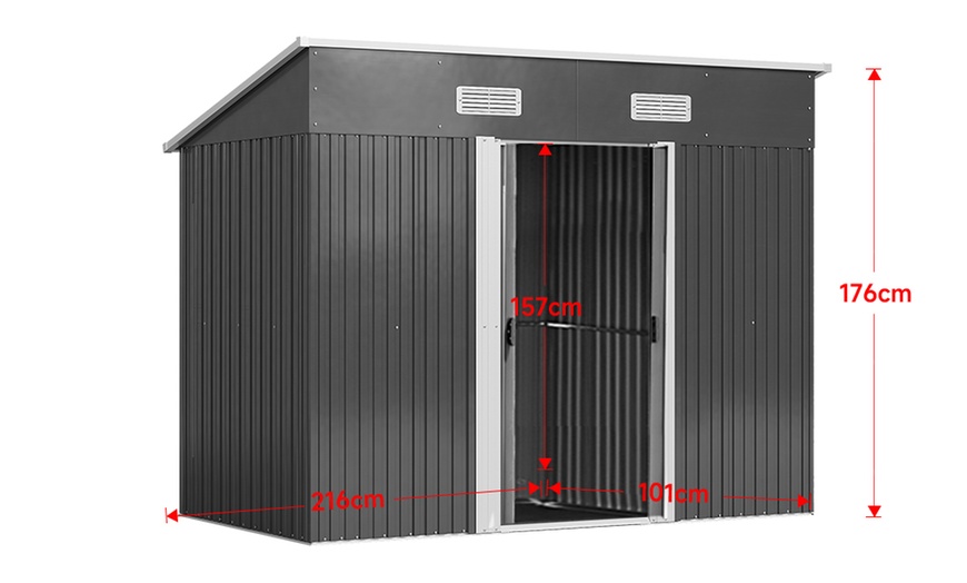 Image 7: Outdoor Garden Compact Metal Storage Shed
