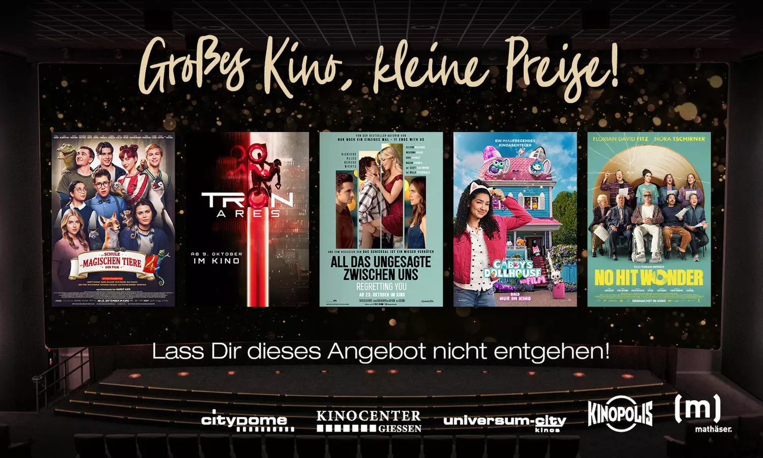 2x, 5x oder 10x 1 Kinoticket für alle 2D-Filme inkl. Filmzuschlag und Überlänge im Kinopolis (bis zu 58% sparen) - Second Medium