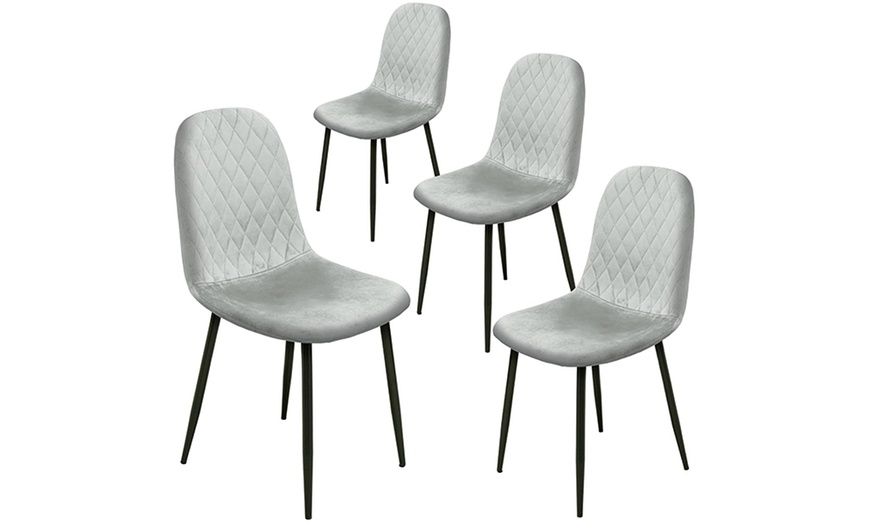 Image 8: Alivio Four-Piece Velvet Dining Chairs, Upholstered Curved Backrest