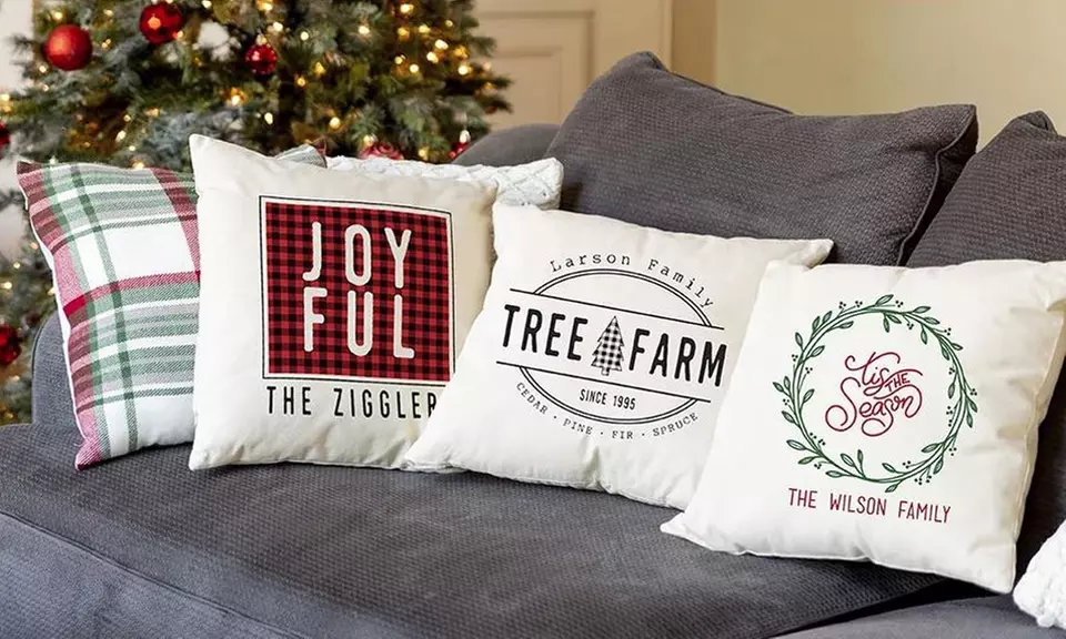 Personalized Holiday Farmhouse Throw Pillow Covers from Qualtry (Up to 84% Off) - Primary Image