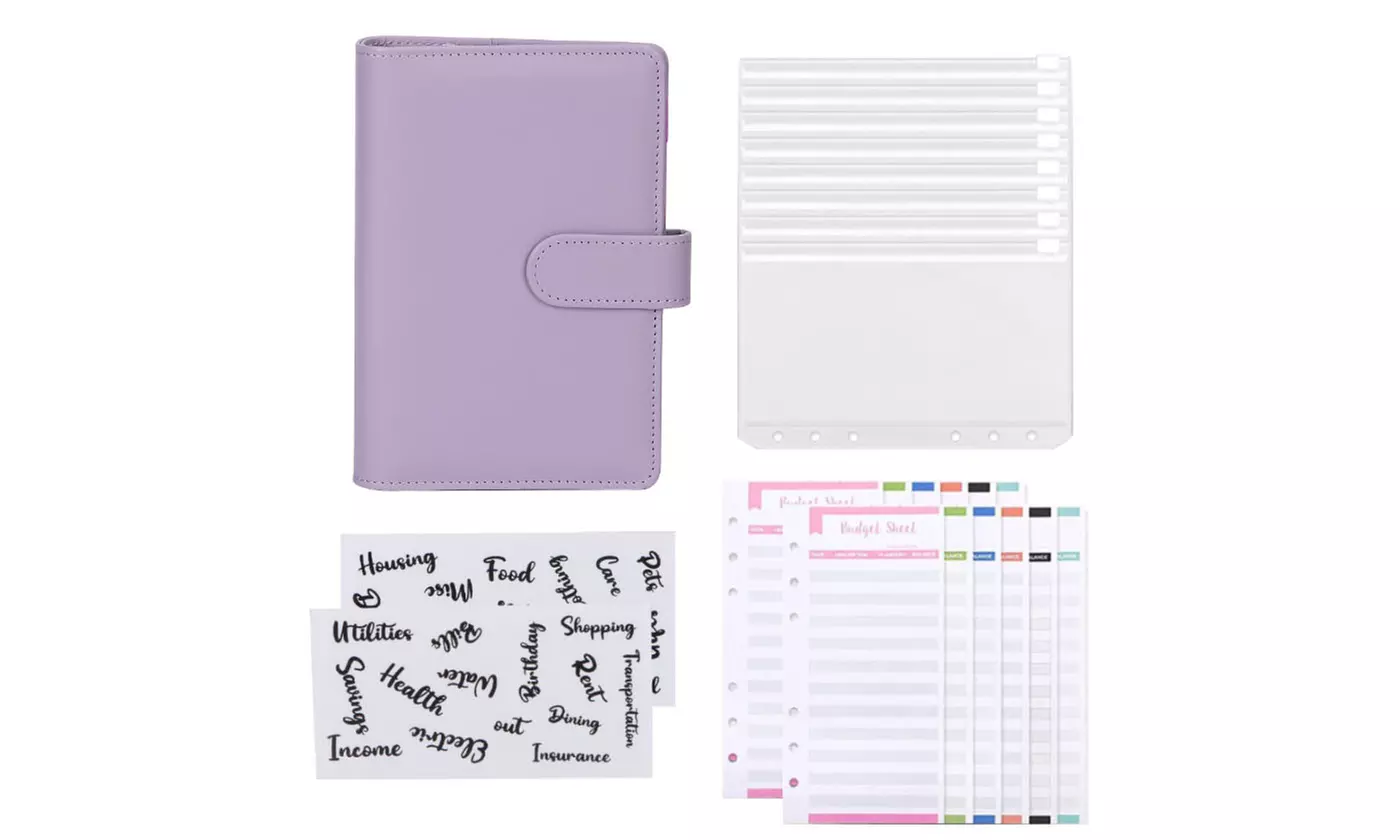 PU Leather Notebook A6 Ring Binder Budget Planner Organizer Cover