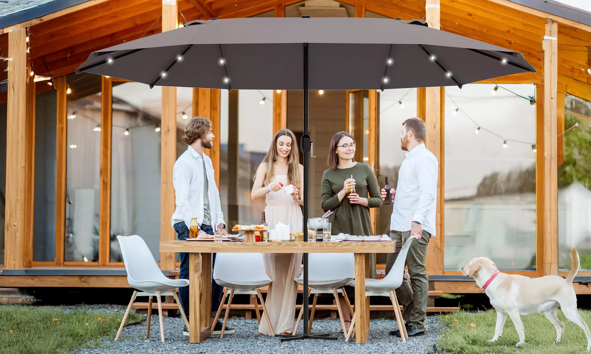 Outsunny 4.4m Double-Sided Sun Umbrella Garden Parasol