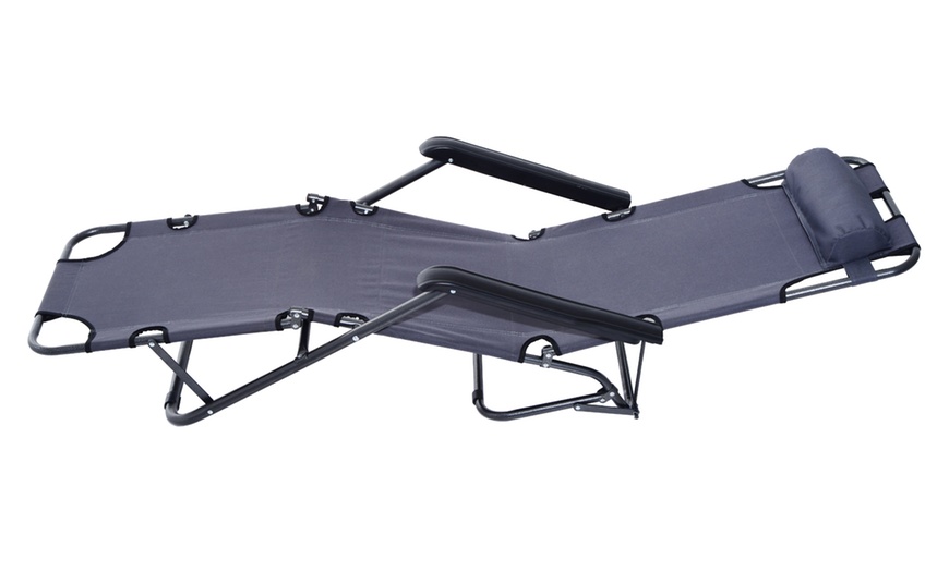 Image 16: Outsunny 2 in 1 Folding Sun Lounger Reclining Garden Chair