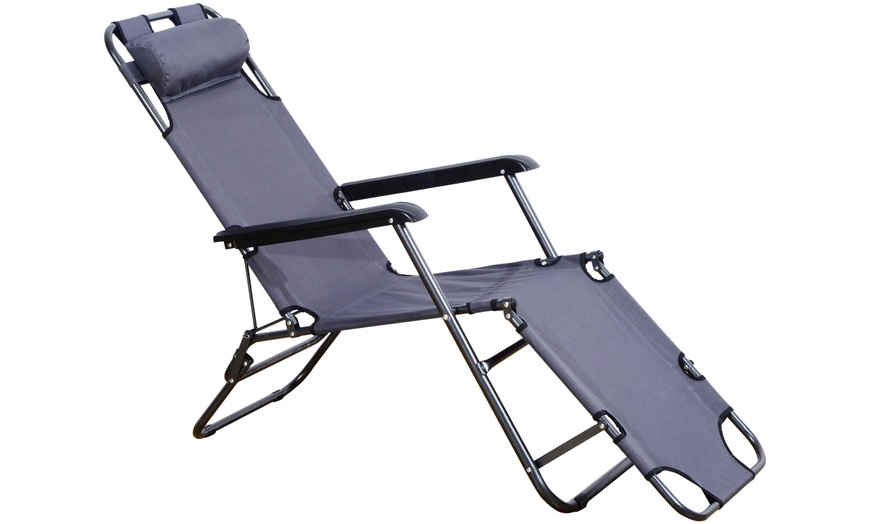 Image 11: Outsunny Two-in-One Foldable Lounger