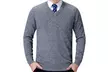 Kaschmir-Woll-Pullover für Herren mit V-Ausschnitt in Grau - Second Medium