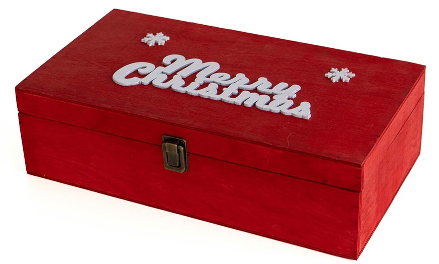 Image 2: Cassetta portabottiglie natalizia