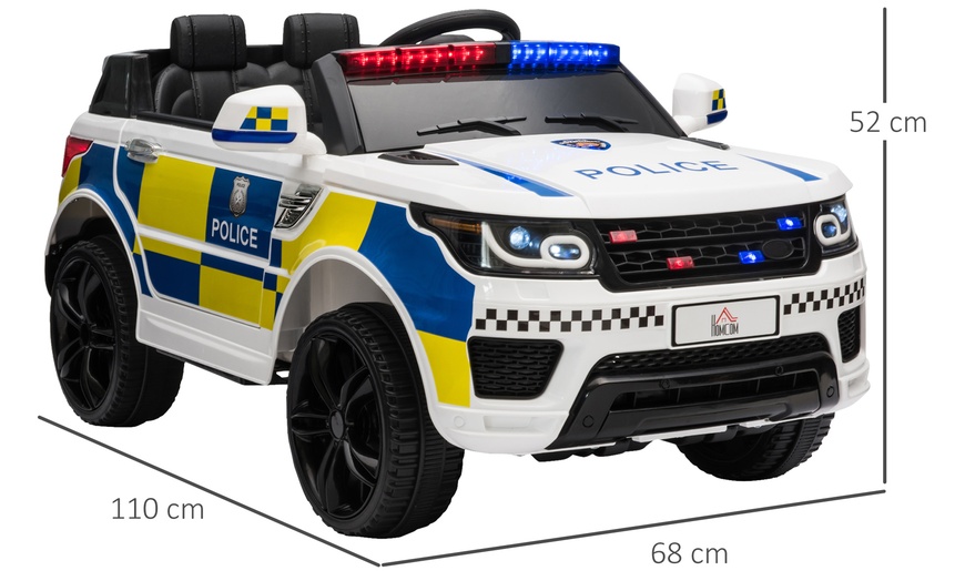 Image 5: HomCom 12V Kid Electric Ride On Police Car with Remote Control