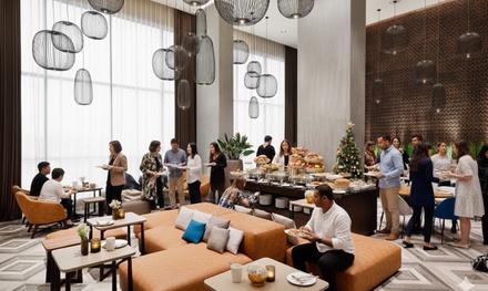 New Year’s Day Brunch with Bottomless Soft Beverages for one - About Cosmic Kitchen @ Courtyard Marriott Al Barsha