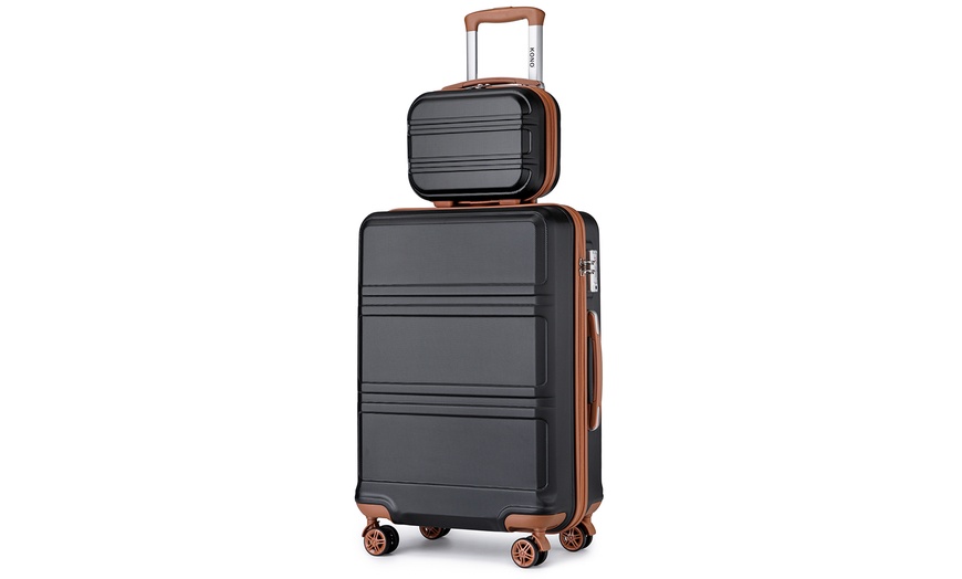 Image 22: KONO 20/24/28 inch Dark Color Spinner 4 Wheels Hard Shell ABS Suitcase