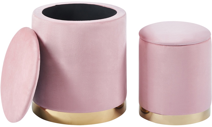 Image 12: Conjunto de pufs de terciopelo