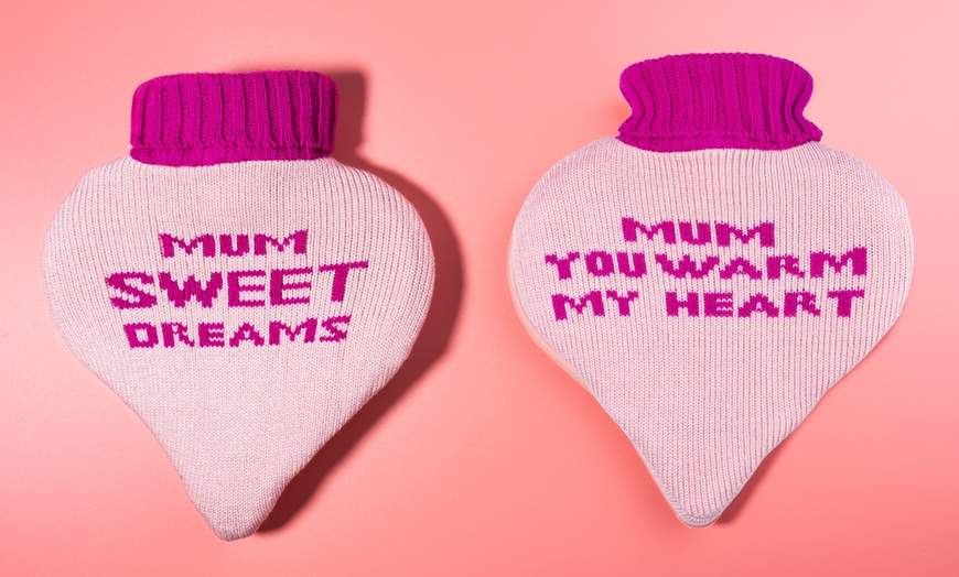 Image 1: One or Two Heart-Shaped Hot Water Bottle 