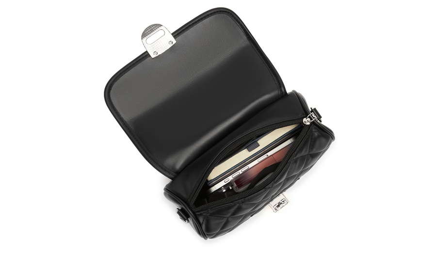 Image 14: Miss Lulu Practical Quilted PU Leather Crossbody Handbag