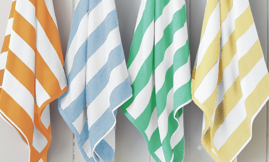 Image 14: 4 Pack Premium Cotton Cabana Beach Towel