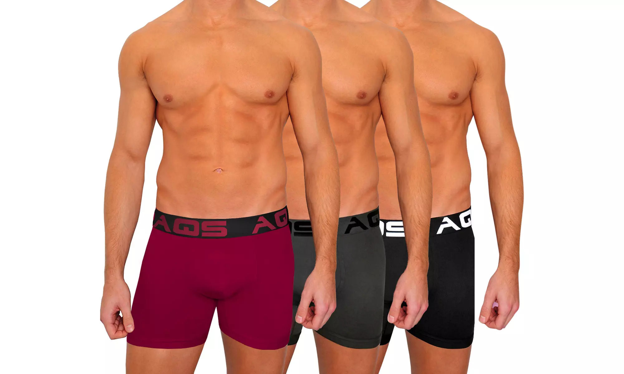 3 Pack AQS Men's Colorful Boxer Briefs 