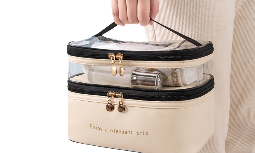 Image 2: Double Layer Makeup Organizer Bag