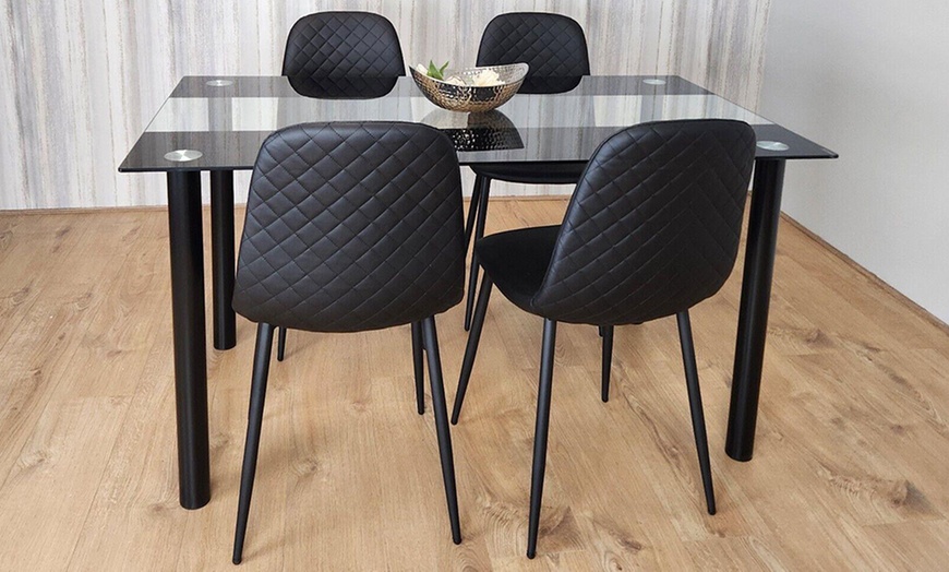 Image 32: Glass Dining Table Set with Chair Options