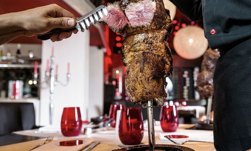Image 2: All-You-Can-Eat Brazilian Steakhouse Rodizio for 2 or 4 w/ Wine Bottle