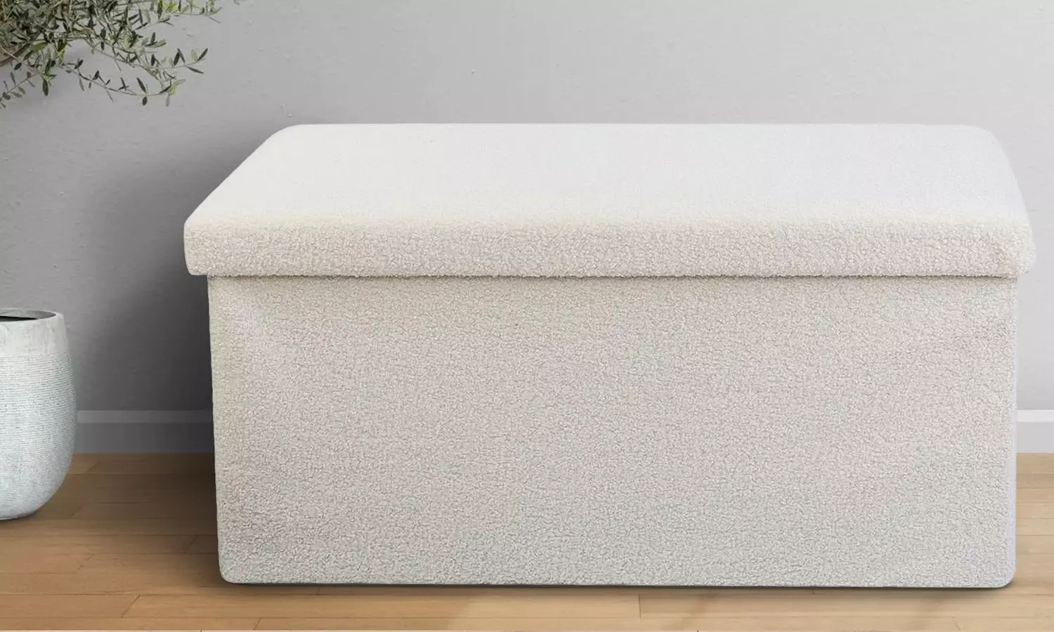 Teddy Boucle Storage Ottoman or Foldable Cube Footstool