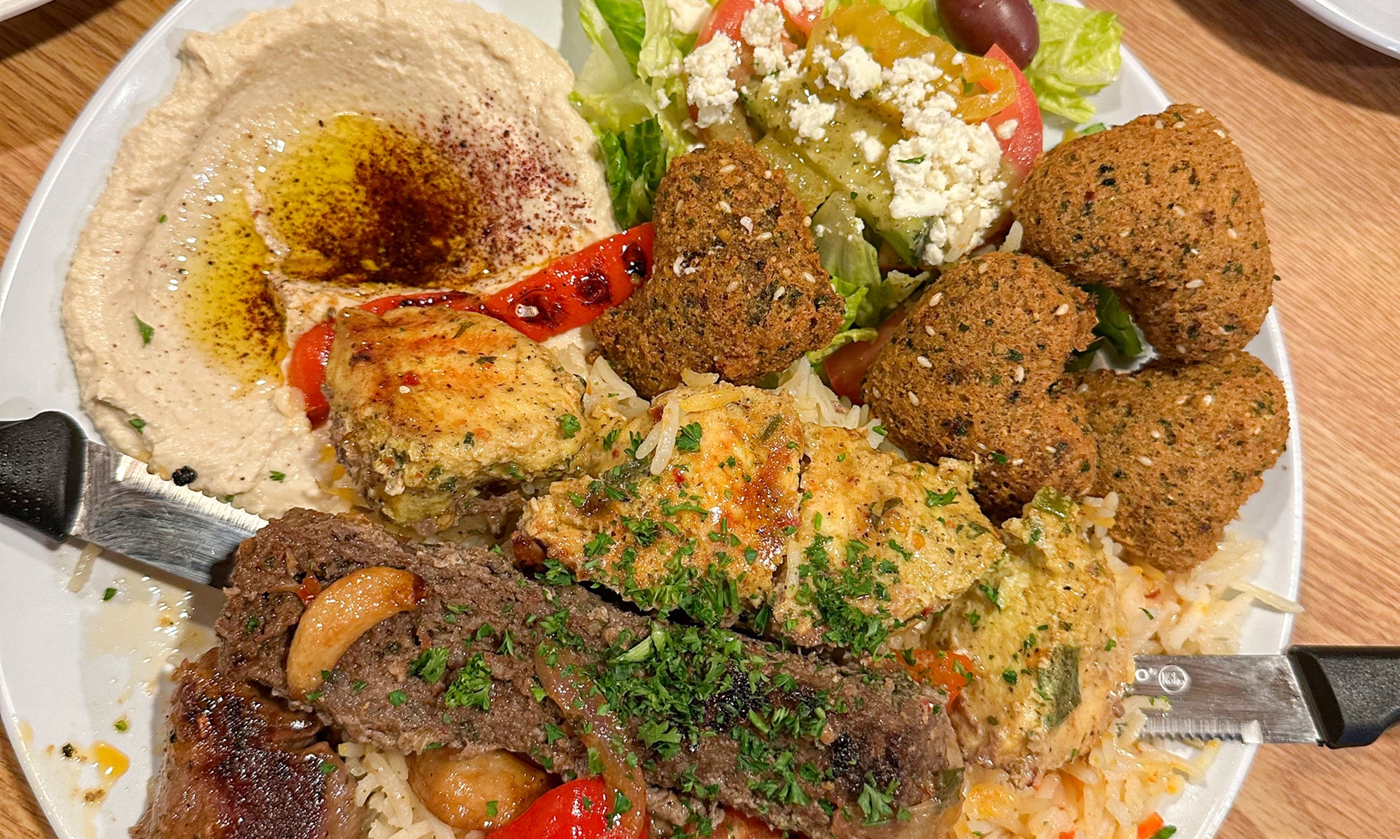Middle Eastern food and drink dine-in or take-out options