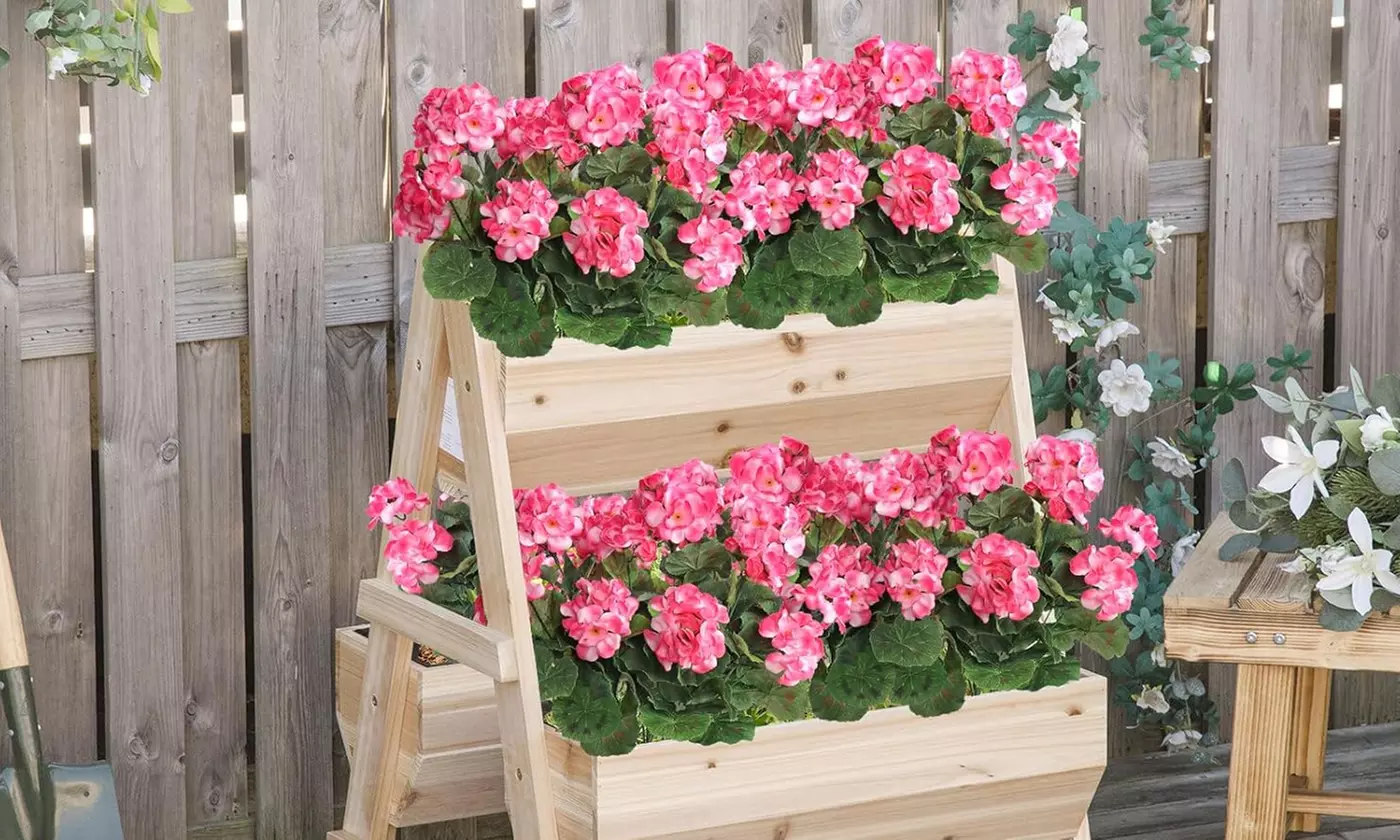 2 Pcs Artificial Geraniums Silk Flowers Faux Flowers Outdoor Plant Bush