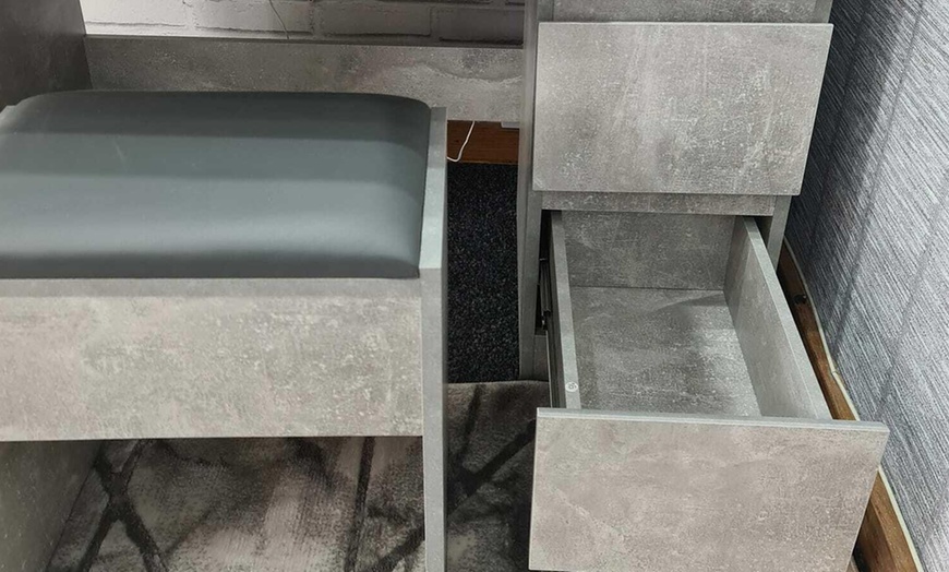 Image 5: Compact Makeup Vanity with LED Mirror, Stool and Storage