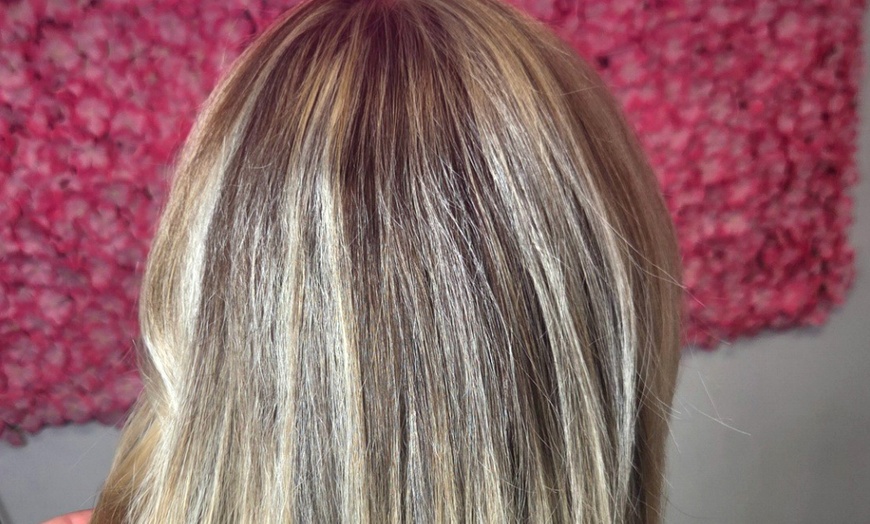 Image 9: Single Roots Touch Up with Style, Partial Highlights, Haircut & More