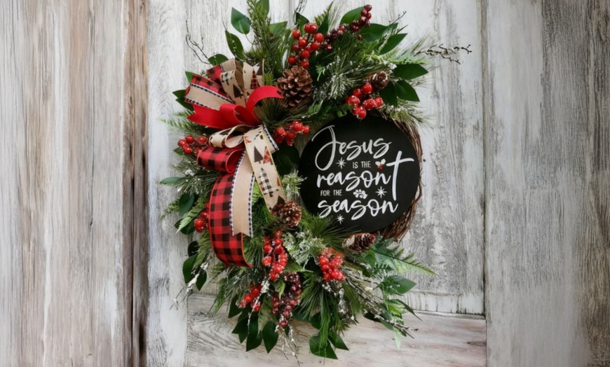 Image 3: Christmas Vine Wreath Decoration Hanging Ornament
