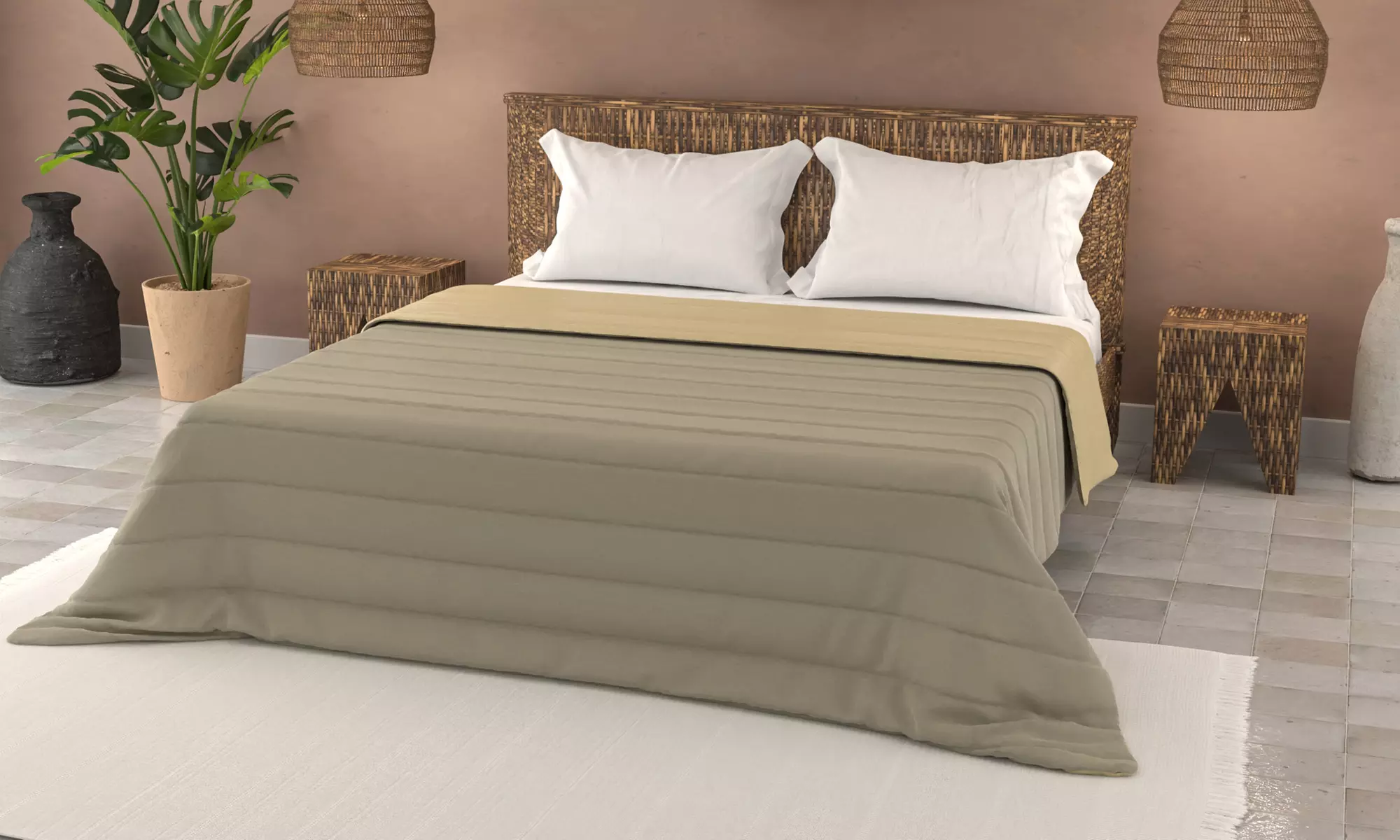 Trapuntino estivo Basic Made in Italy in tinta unita bicolore, disponibile in varie misure e colori - Primary Image