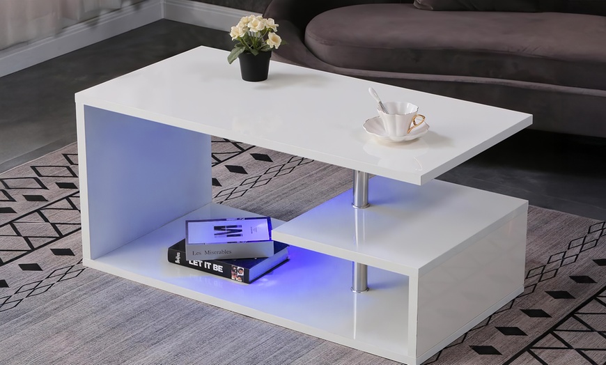 Image 18: High Gloss LED Coffee and Side Table Range